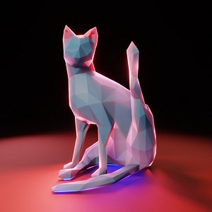 3D Yoga Cat Low Poly model