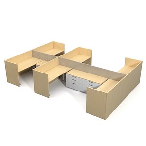 3D Office Desk Workstation PBR model