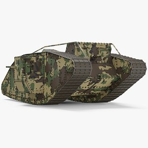 3D model Tank MK 4 Male Camouflage Color Rigged for Cinema 4D
