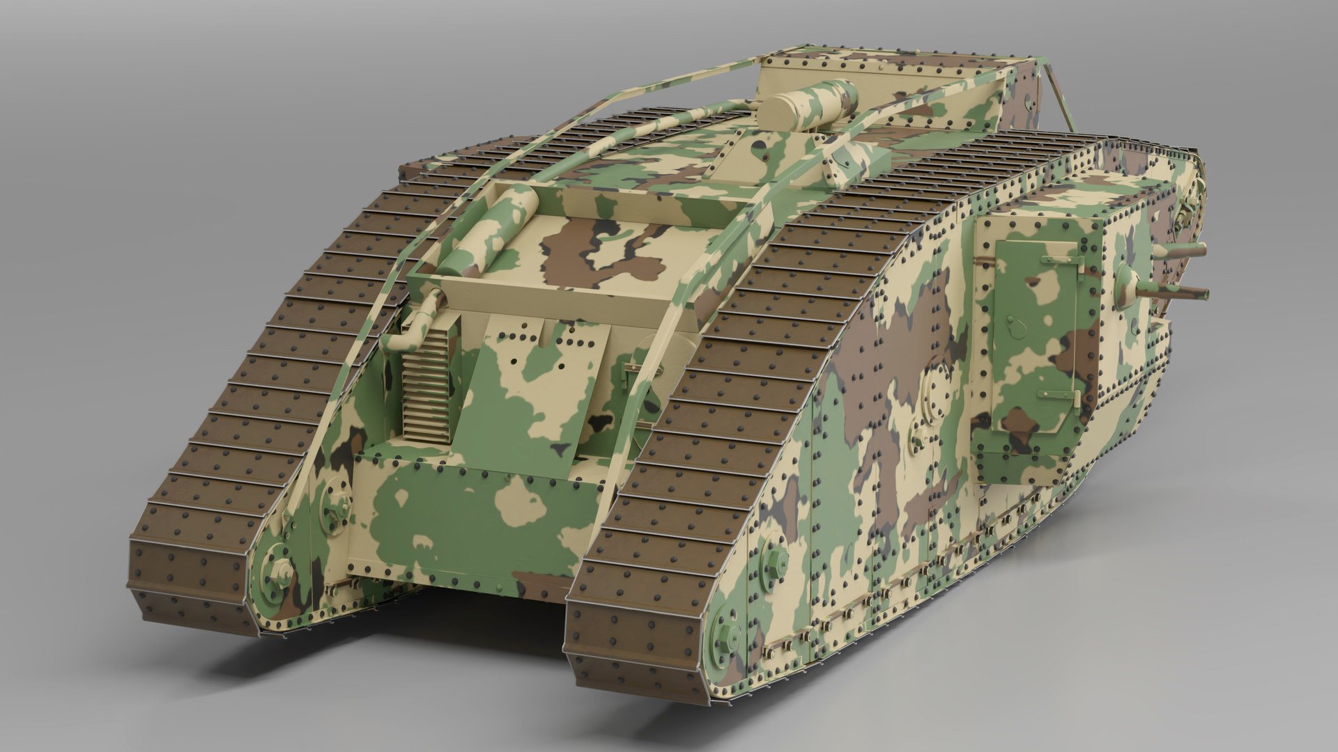 3D Model Tank MK 4 Male Camouflage Color Rigged For Cinema 4D ...