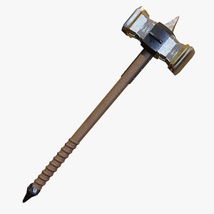 Storm War Hammer with Glowing Runes PBR