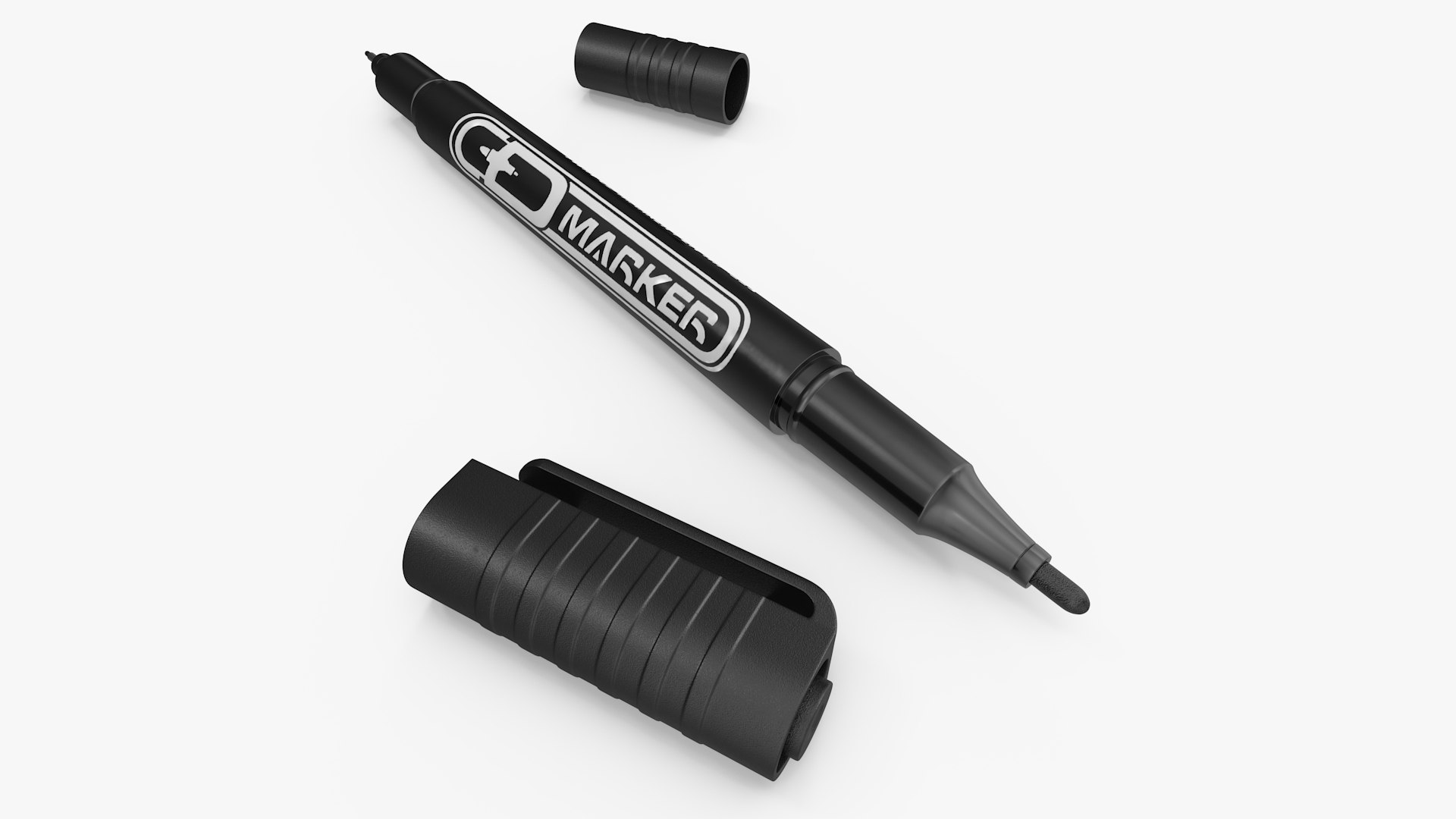 Permanent Marker Ultra Fine Tip Black Open 3D model preview