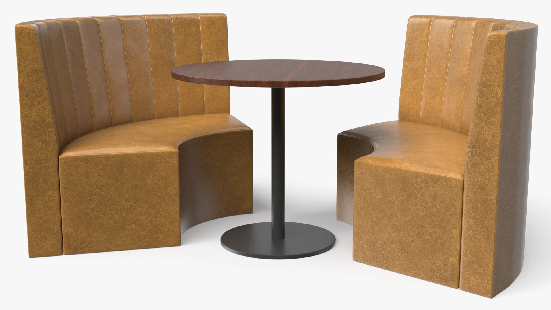 Curved Restaurant Booth Set With Round Tables Model - TurboSquid 2534518