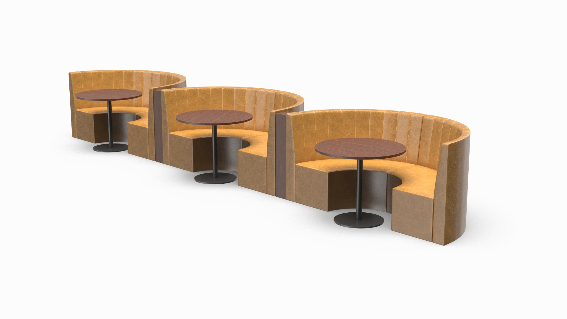 Curved Restaurant Booth Set With Round Tables Model - TurboSquid 2534518
