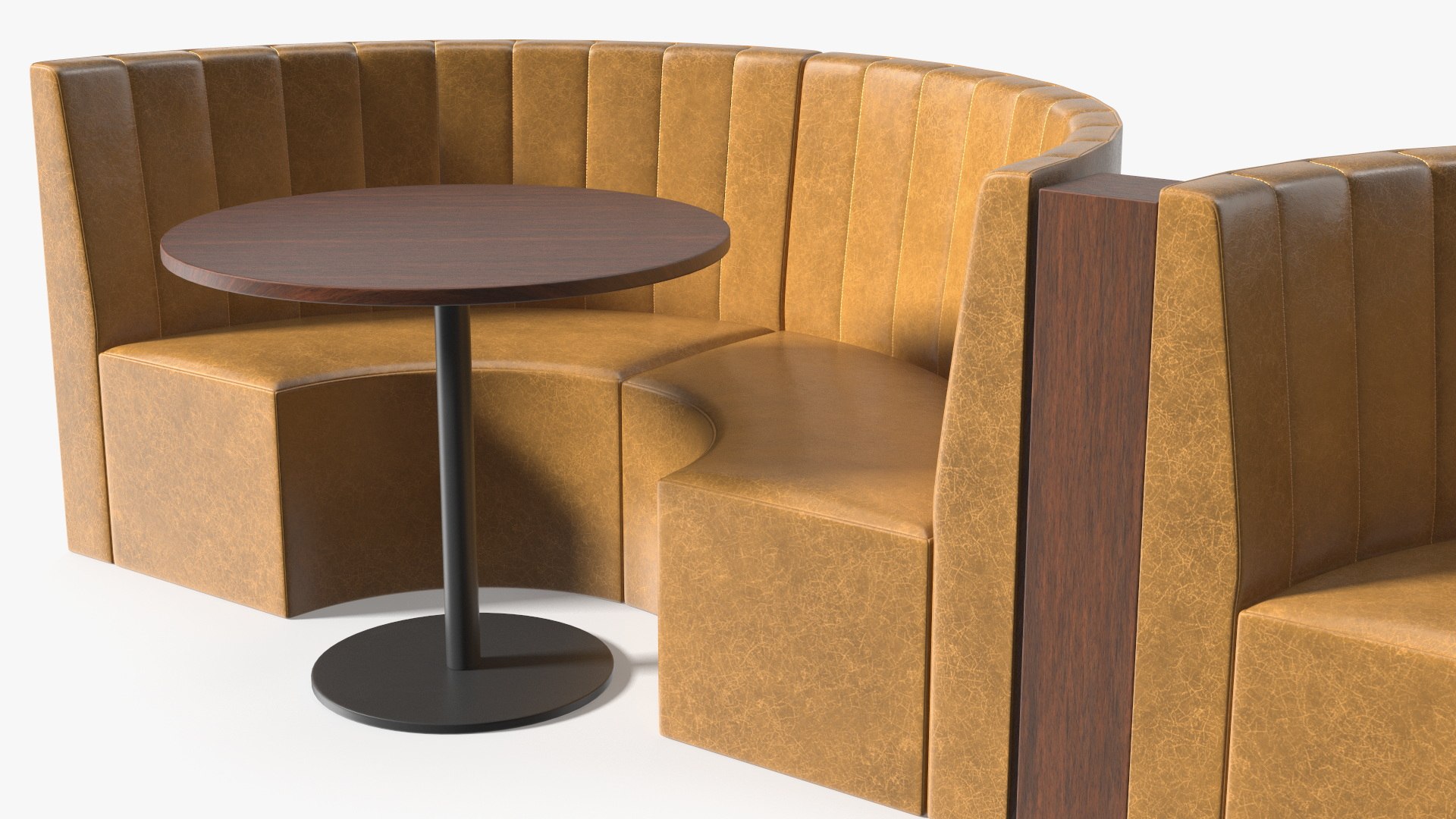 Curved Restaurant Booth Set With Round Tables Model - TurboSquid 2534518