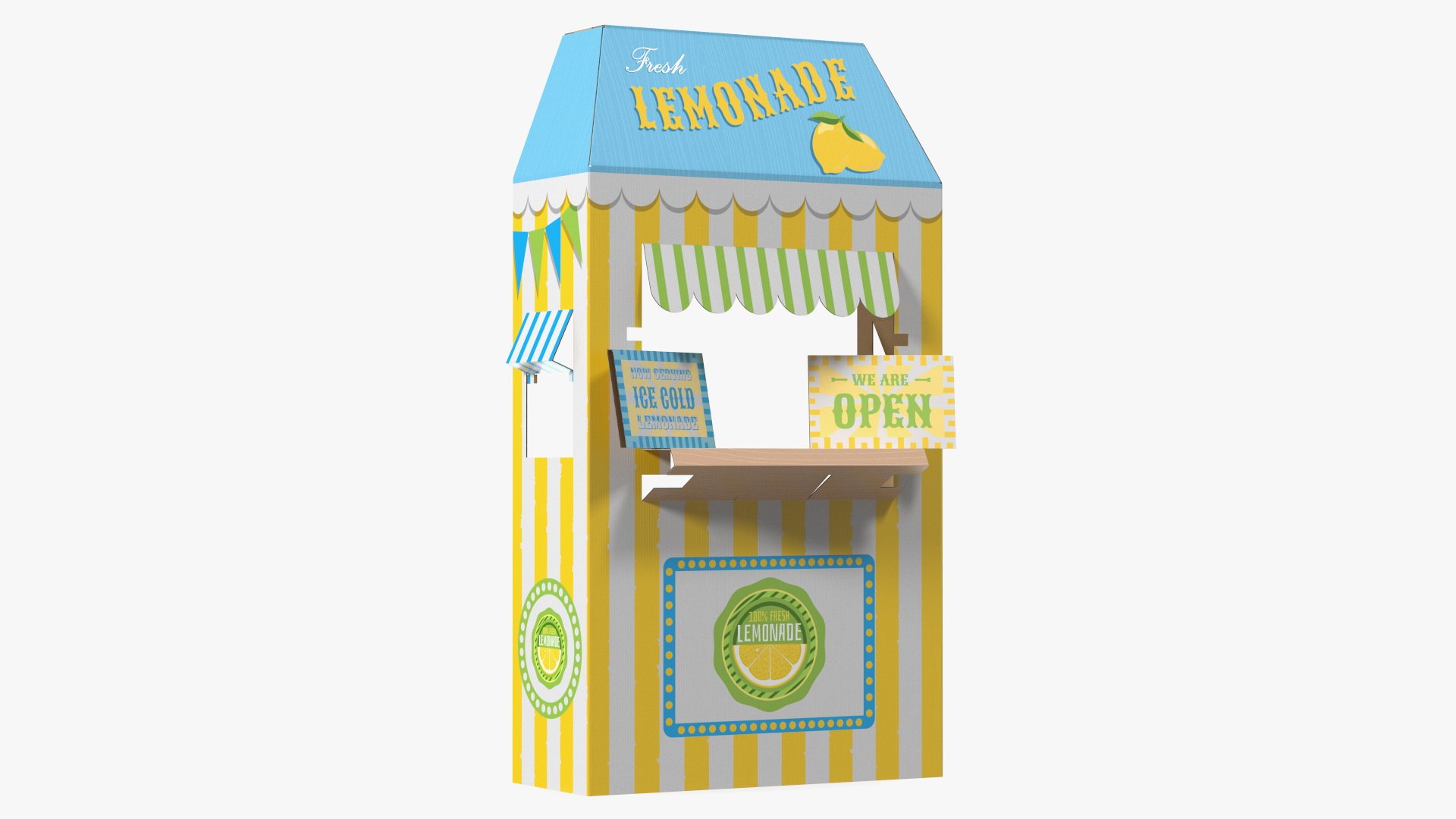 Lemonade Booth Cardboard Stand 3D model preview