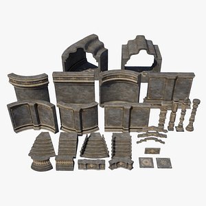 Low poly PBR Medieval Modular Construction Pack A 200525