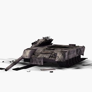 3d wrecked t80 battle tank