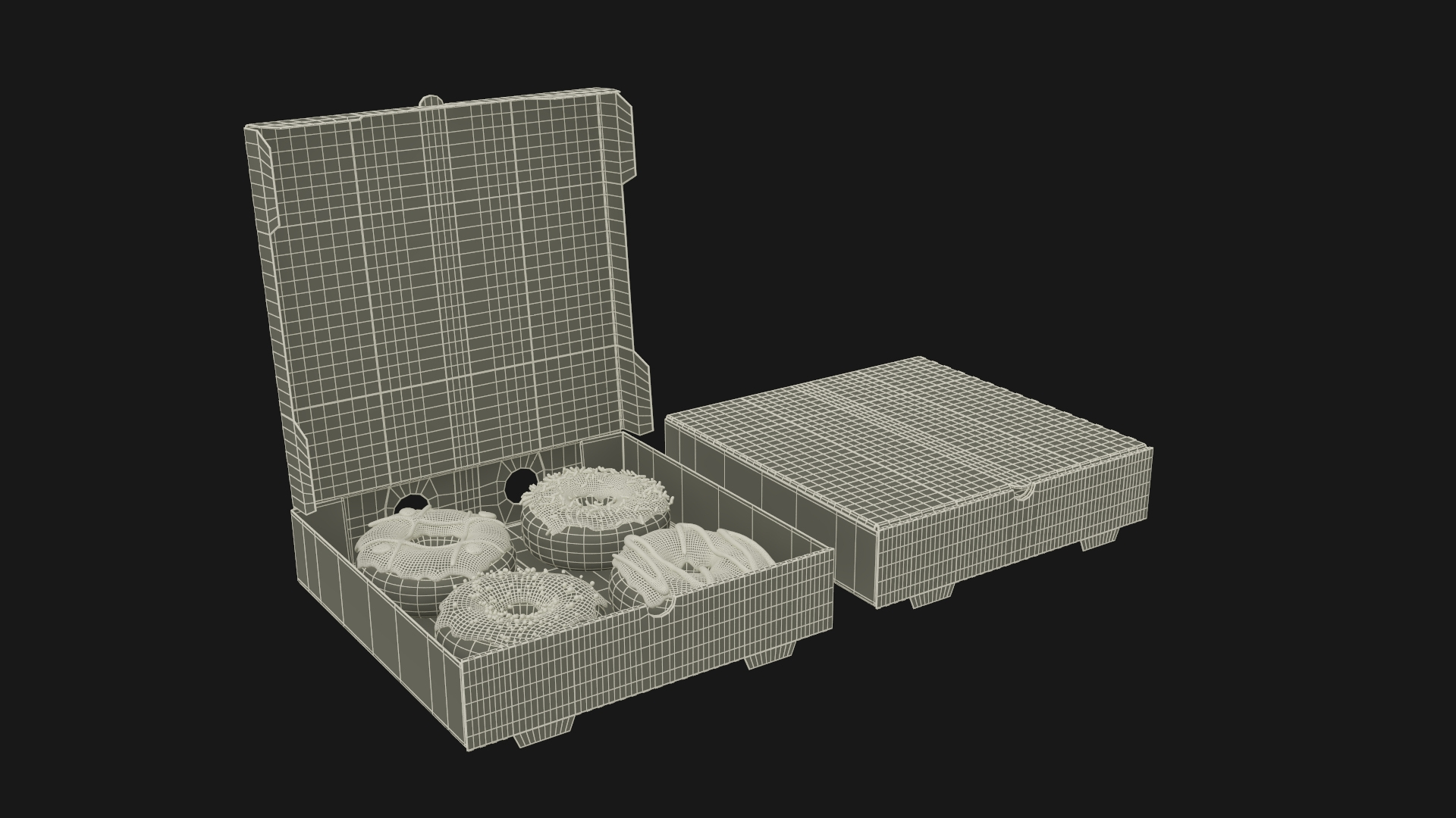 3D Model Assorted Donuts In Cardboard Box Mockup - TurboSquid 2296362
