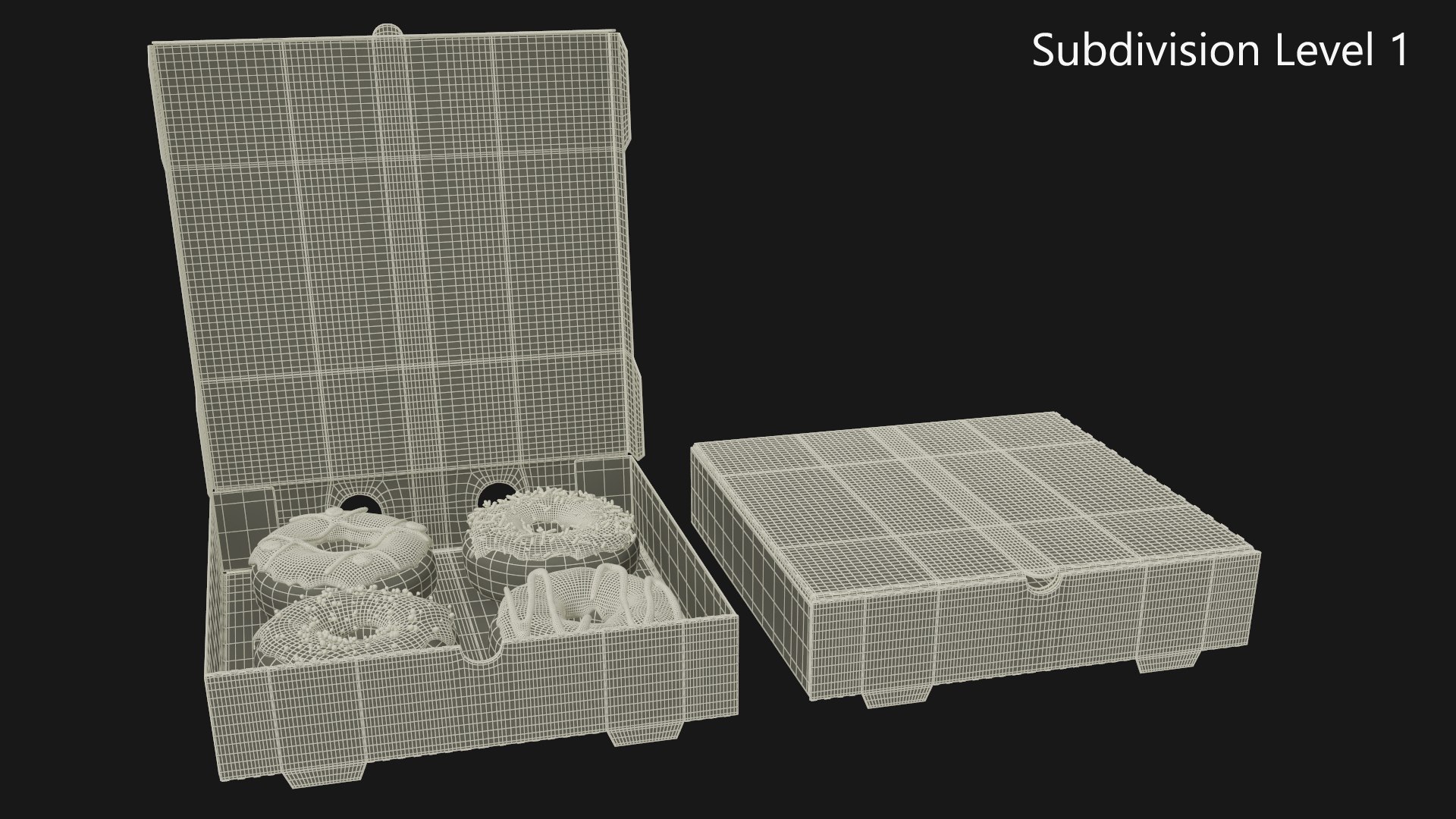 3D Model Assorted Donuts In Cardboard Box Mockup - TurboSquid 2296362