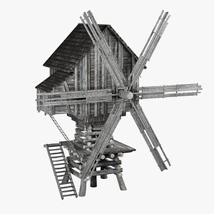 3D Wooden Windmill model