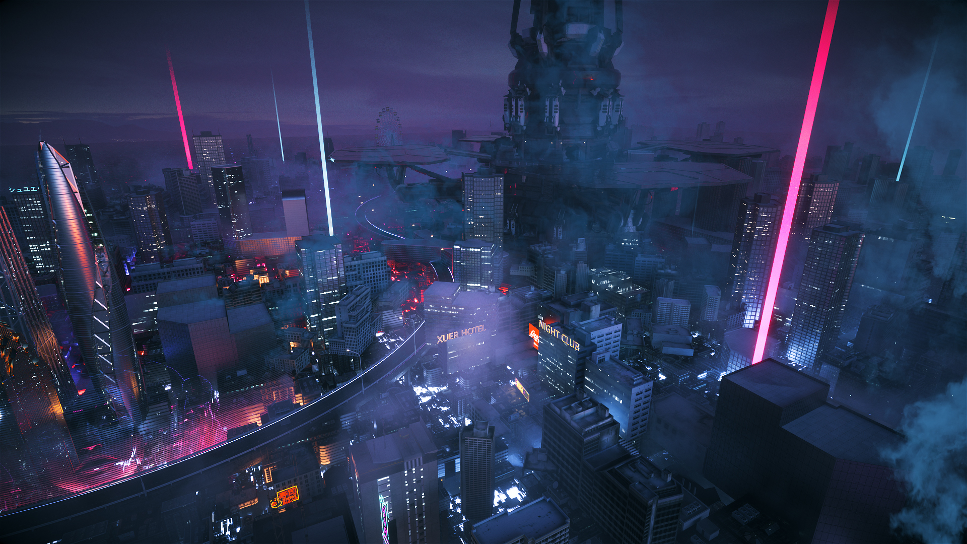 modèle 3D de Rendu octane Ville cyberpunk Magic Wonder Gratteciel CBD japon néon C4D Rendu