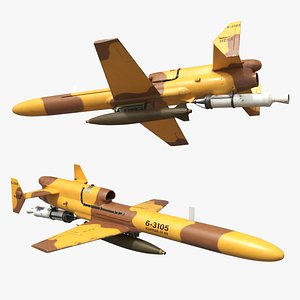 HESA Karrar Jet Combat Drone Yellow-Brown 3D model