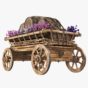 3D model Decorative cart with flowers