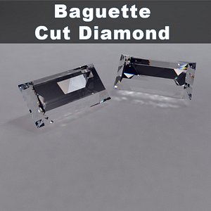 3d baguette cut diamond model