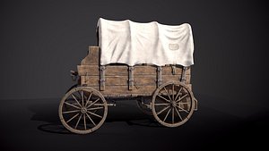 Covered Wooden Wagon 3D