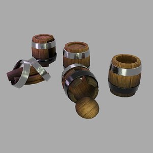 3D Wooden Barrel