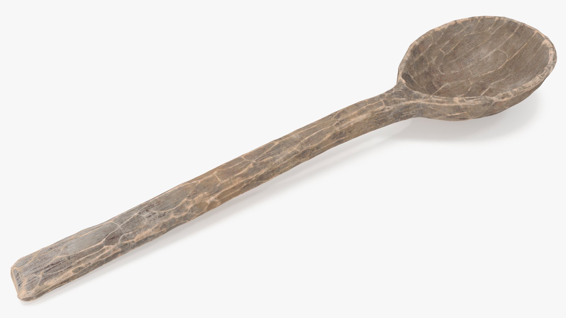Hand Carved Wooden Spoon Grey 3D model preview