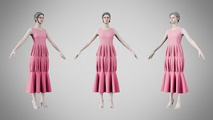 Dress 24 Tickle Me Pink 3D model