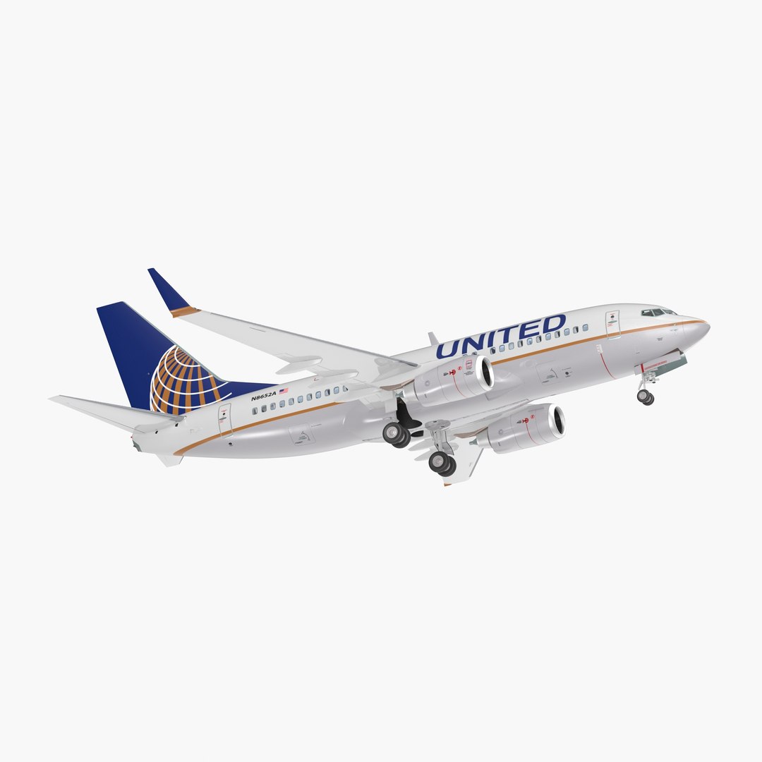 Boeing 737-700 with Interior United Airlines 3D model preview