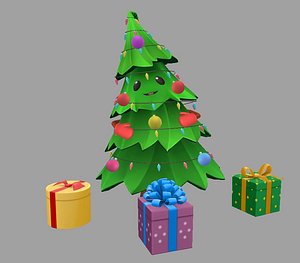 Christmas Tree Cartoon Lowpoly Animated AR VR mobile