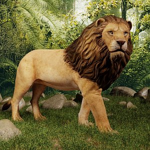 Wild Realistic Lion 3D model