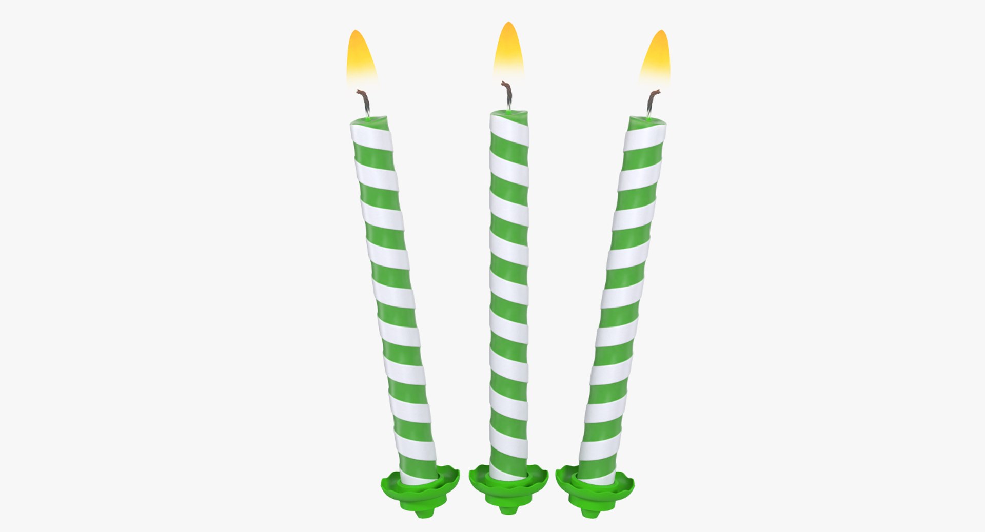 3d birthday green candle flame