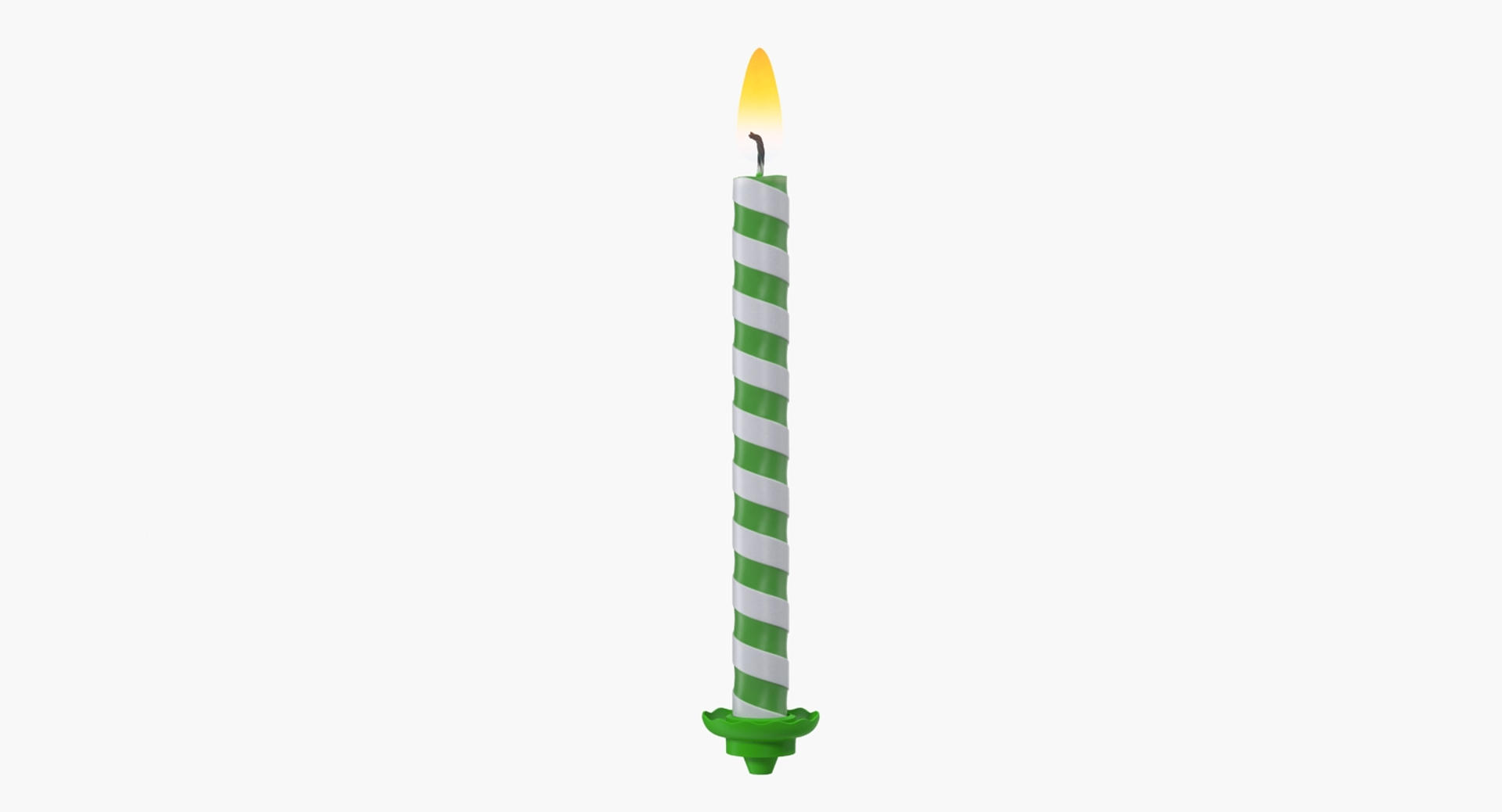 3d birthday green candle flame