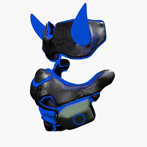 Blue-White Cyberpunk Oni-mask model