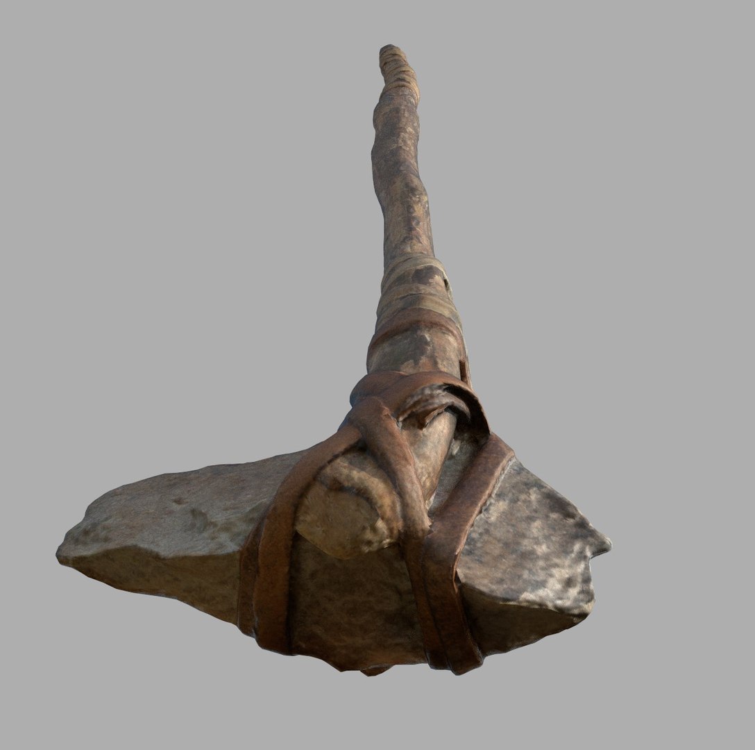 3D realistic primitive https://p.turbosquid.com/ts-thumb/ug/1YI8XG/kfPvBzbX/prehistoric_axe4/jpg/1594493032/1920x1080/fit_q87/6808f2959e3164a5d605f14e79fa9be6aeb16f20/prehistoric_axe4.jpg