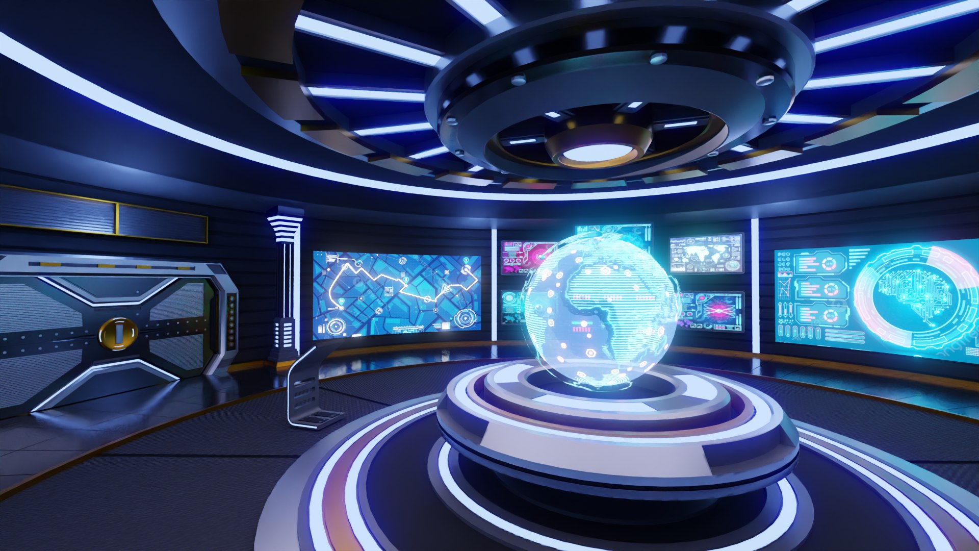 3D Sci-Fi Command Room Interior 3D Model - TurboSquid 2065110