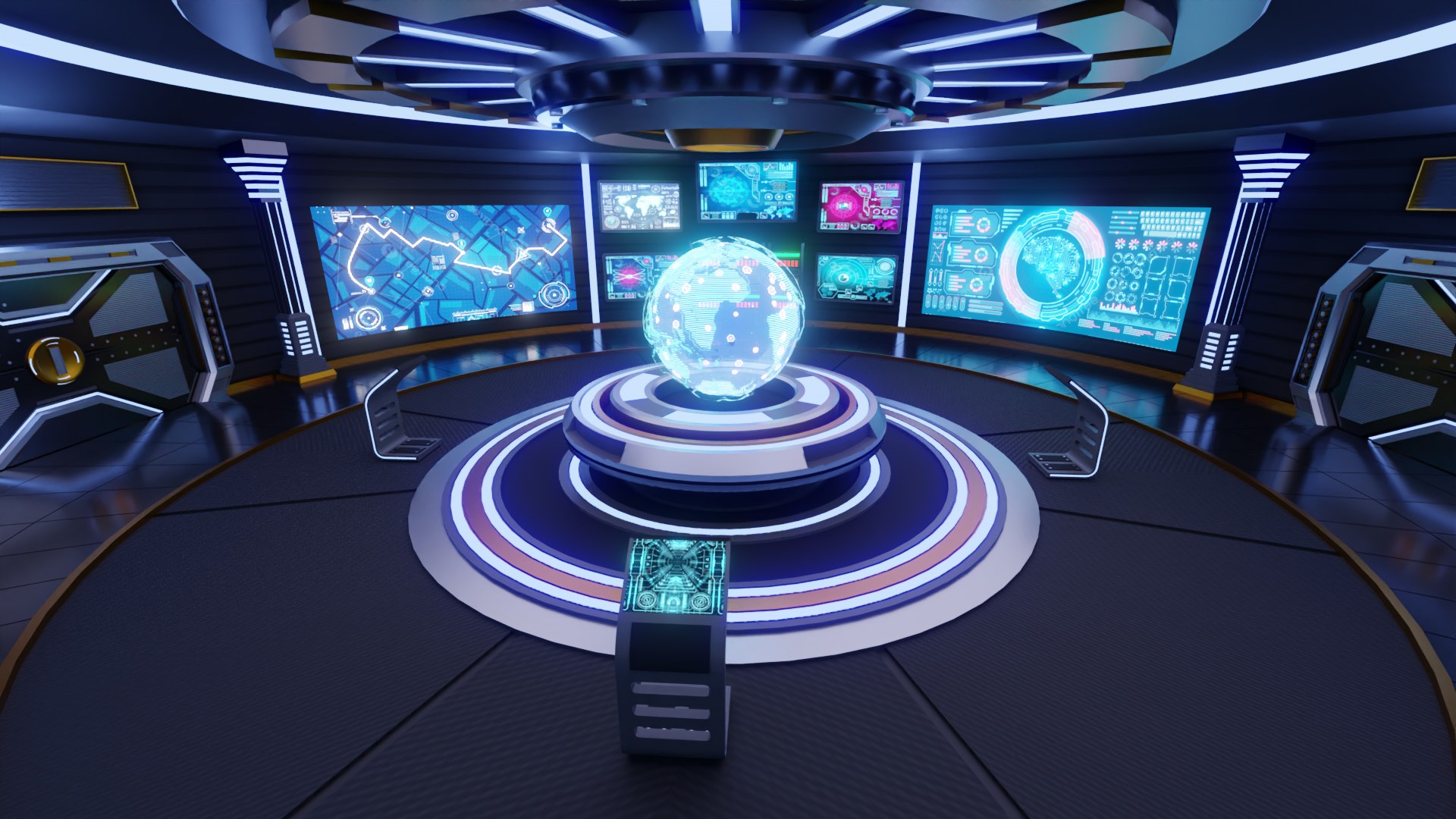 3D Sci-Fi Command Room Interior 3D Model - TurboSquid 2065110