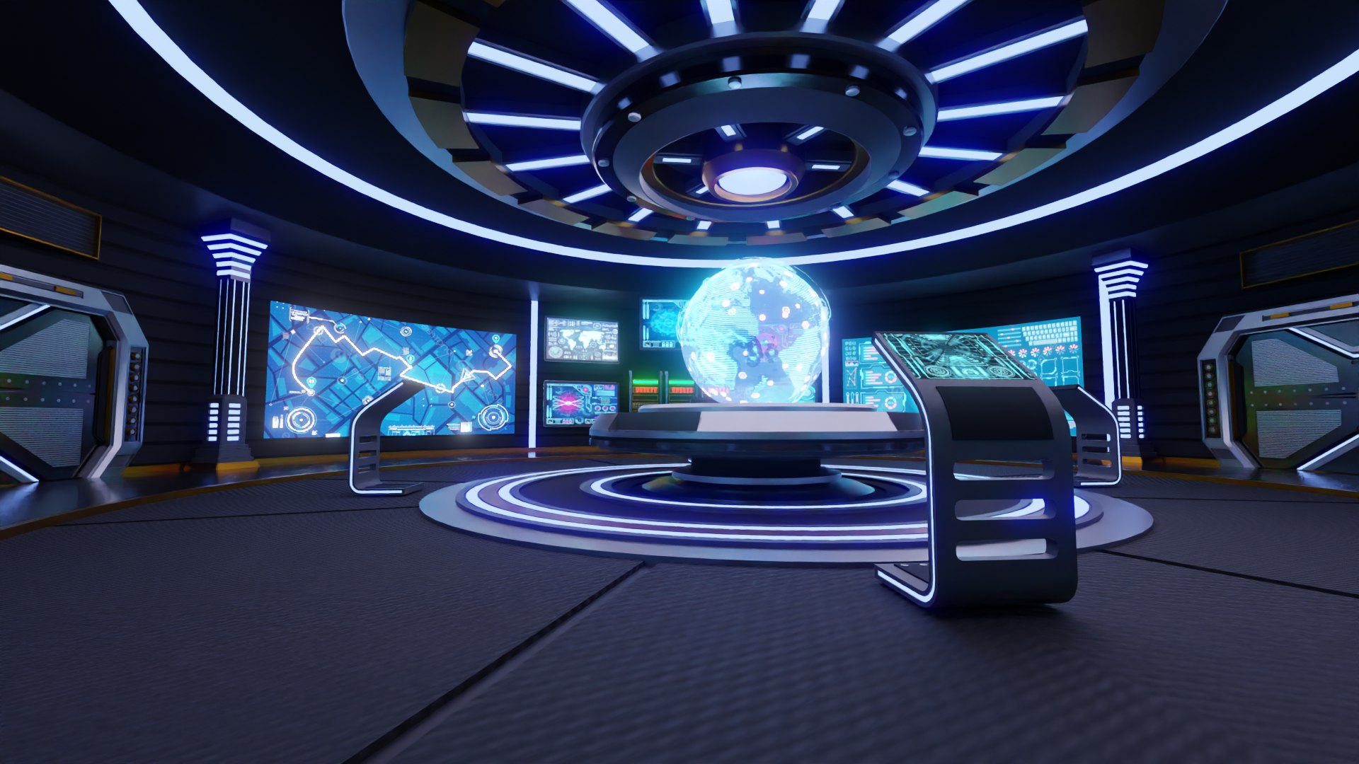 3D Sci-Fi Command Room Interior 3D Model - TurboSquid 2065110