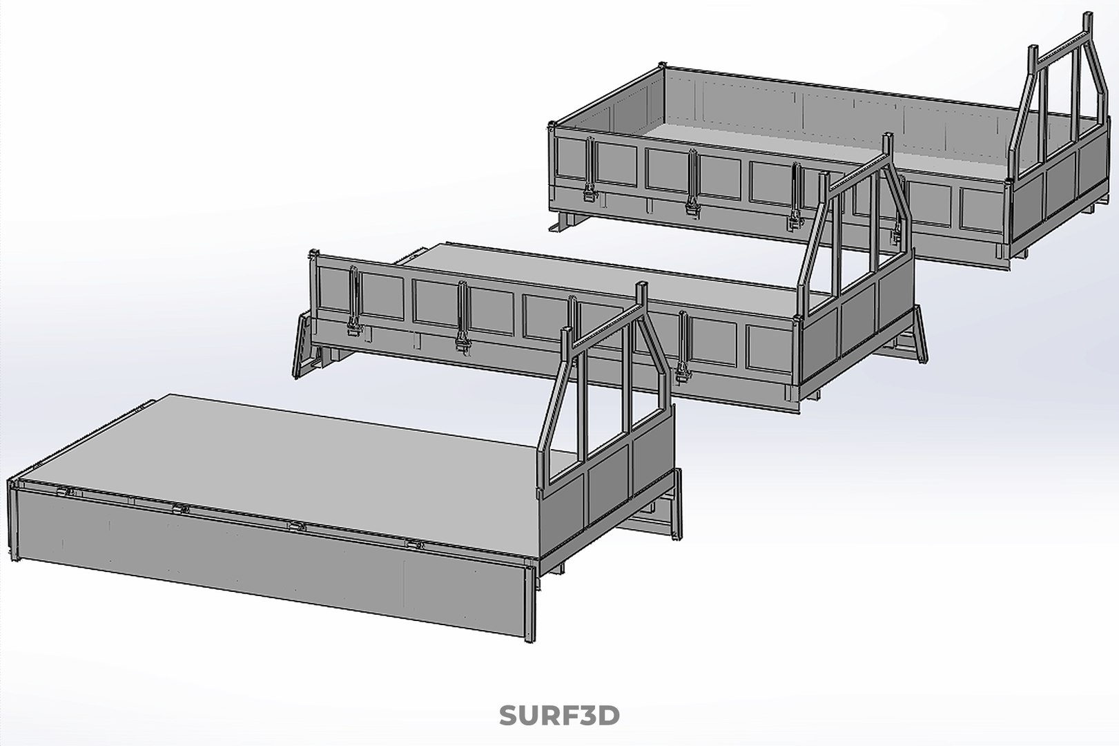 OPEN CLOSED TRUCK BACK 3 WAY WIDE DECK DROP SIDE LOAD BED PICKUP 3D ...