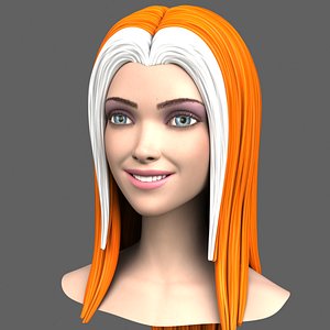 cartoon girl head expressions 3d model