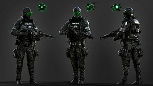 3D Sci Fi Police Soldier model