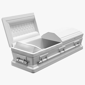 3D open white funeral casket model