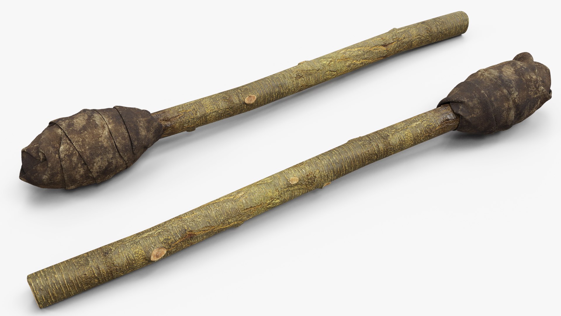 Cloth Wrapped Wooden Torch Tool Brown 3D model preview