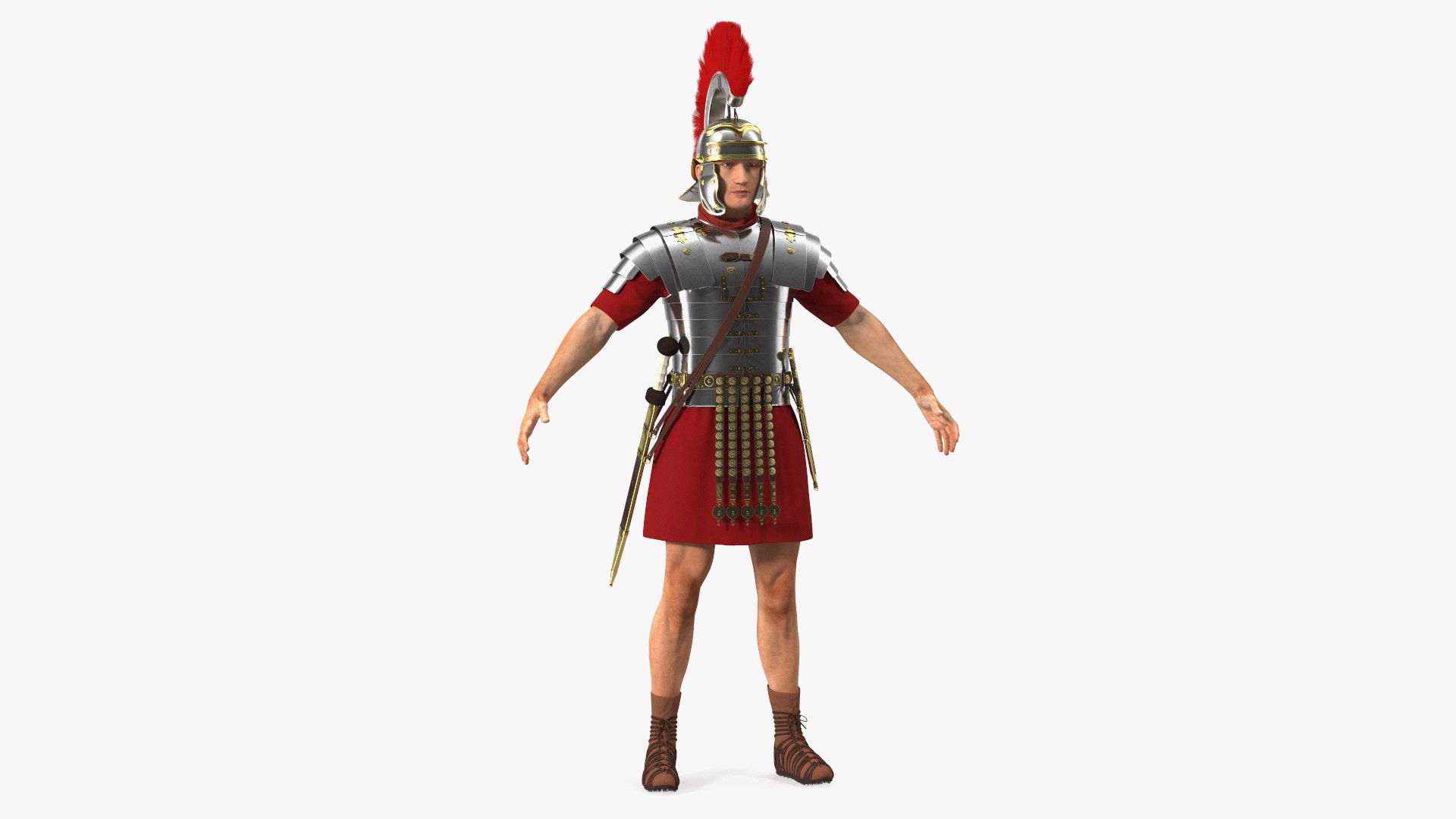 Roman Legionnaire A-Pose Fur 3D model preview