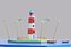 Low Poly Cartoon einfacher Leuchtturm