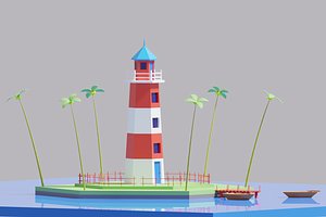 Low Poly Cartoon Simple Light house