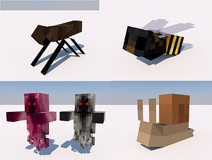 Snail, Bee, Fly, Wraith Minecraft rigs