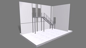 Attached metal staircase to the second floor