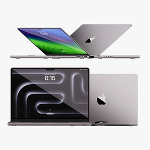 Apple MacBook Pro 14 - 16 inch Space Grey 2023 With Magic Mouse 3D model