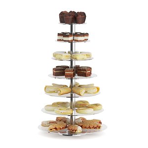 Glass Stand with Sweatrolls and Cakes