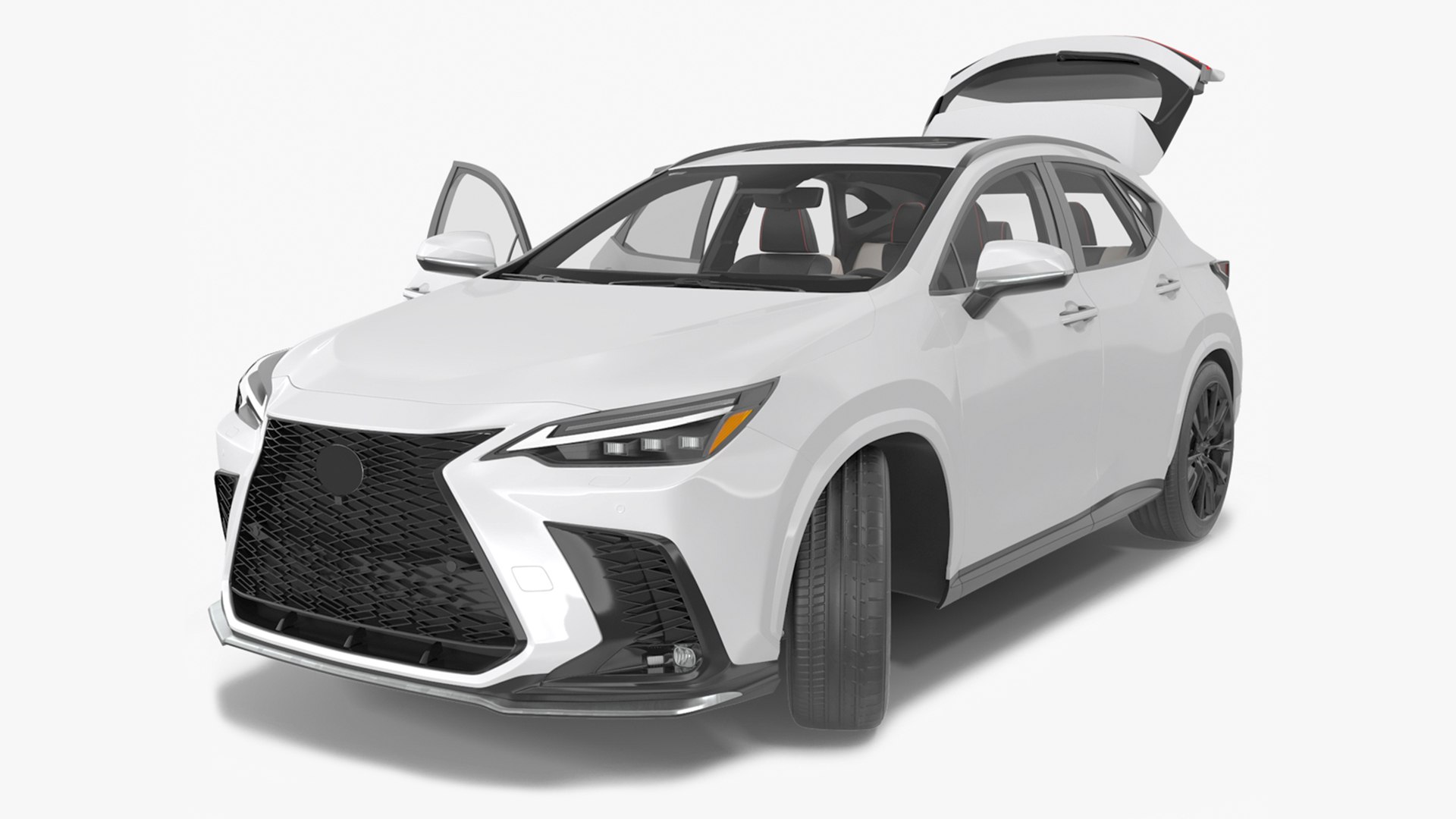 Hybrid SUV Car White Rigged 3D model preview