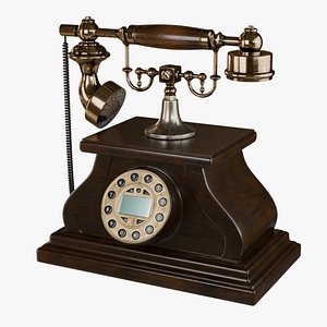Vintage wooden telephone 3D model