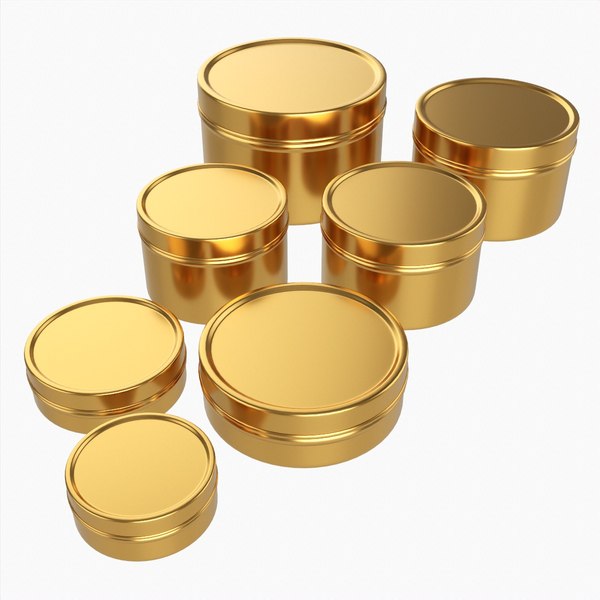Round decorative gift empty can jars metal 01 brass 3D