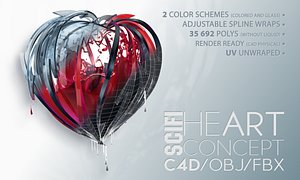 sci fi heart concept 3d x