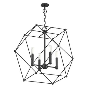 Spatial Collection Four-Light Matte Black Global Pendant Light By Progress Lighting 3D model